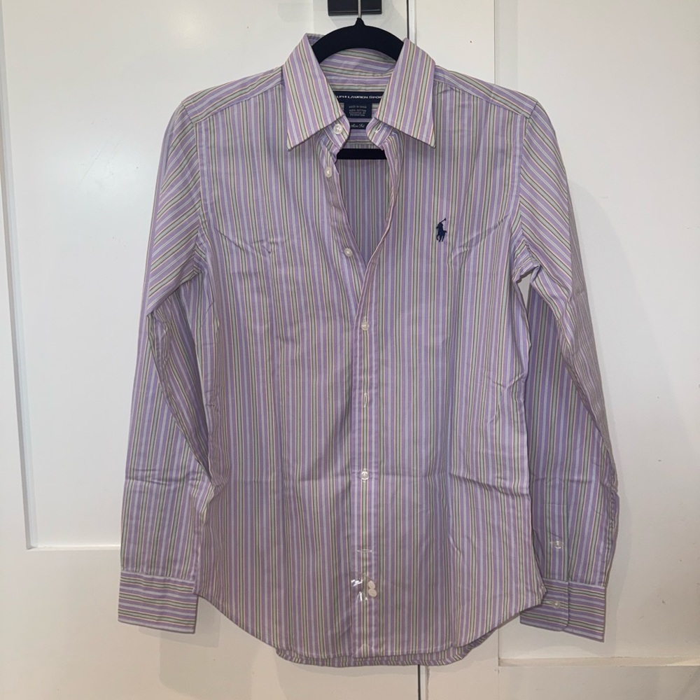 Ralph Lauren Purple Casual Button Down Shirt Lightweight Cotton
